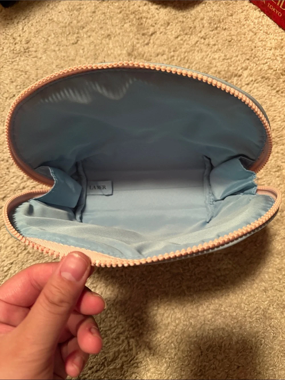La Mer Pale Blue Dome Cosmetic Pouch